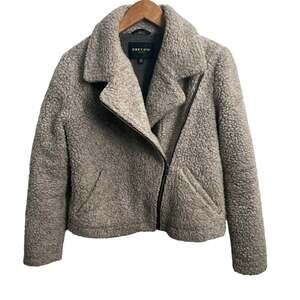 OBEY No89 Diagonal Zipper Wool Blend Sherpa Fleece Moto Jacket Size XS